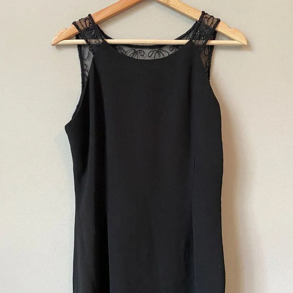 Vintage Brilliante By JA Womens MP Petite Sleeveless Beaded Cocktail Black Dress - Picture 4 of 16